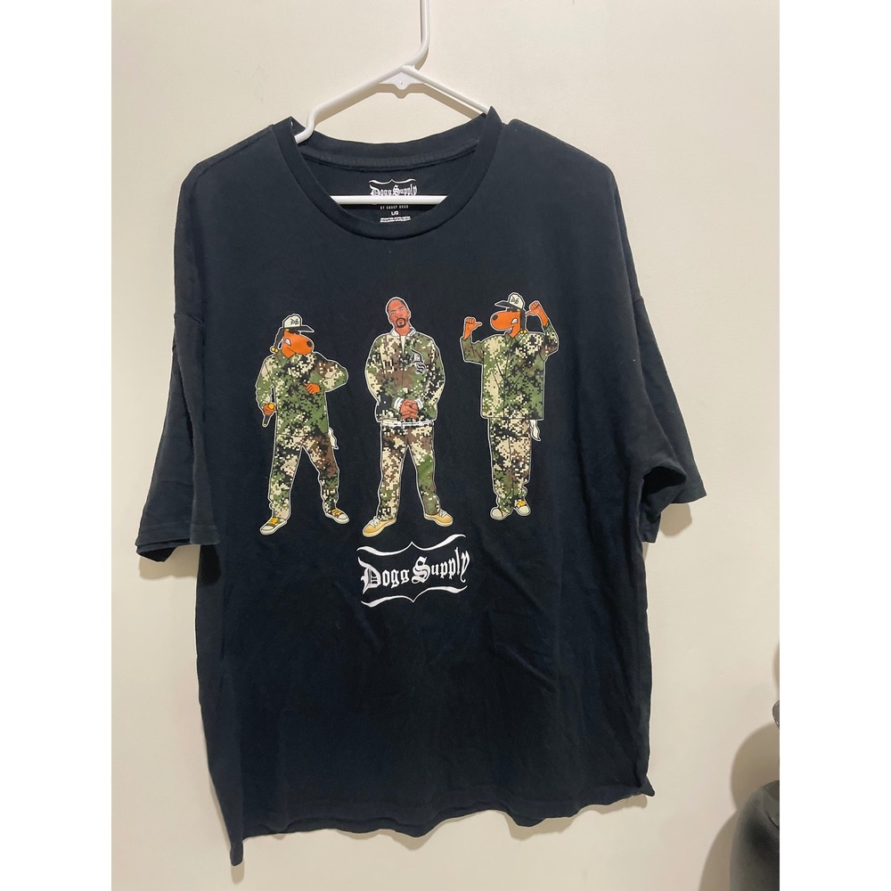 Dogg Supply by Snoop Dogg Mens Black Graphic T-Shirt Camo Characters Large